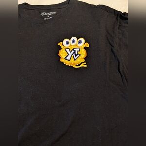 YTV Retro Kid Black Tee with Yellow 3-Eyed Monster Patch Logo. Front And Back Xl
